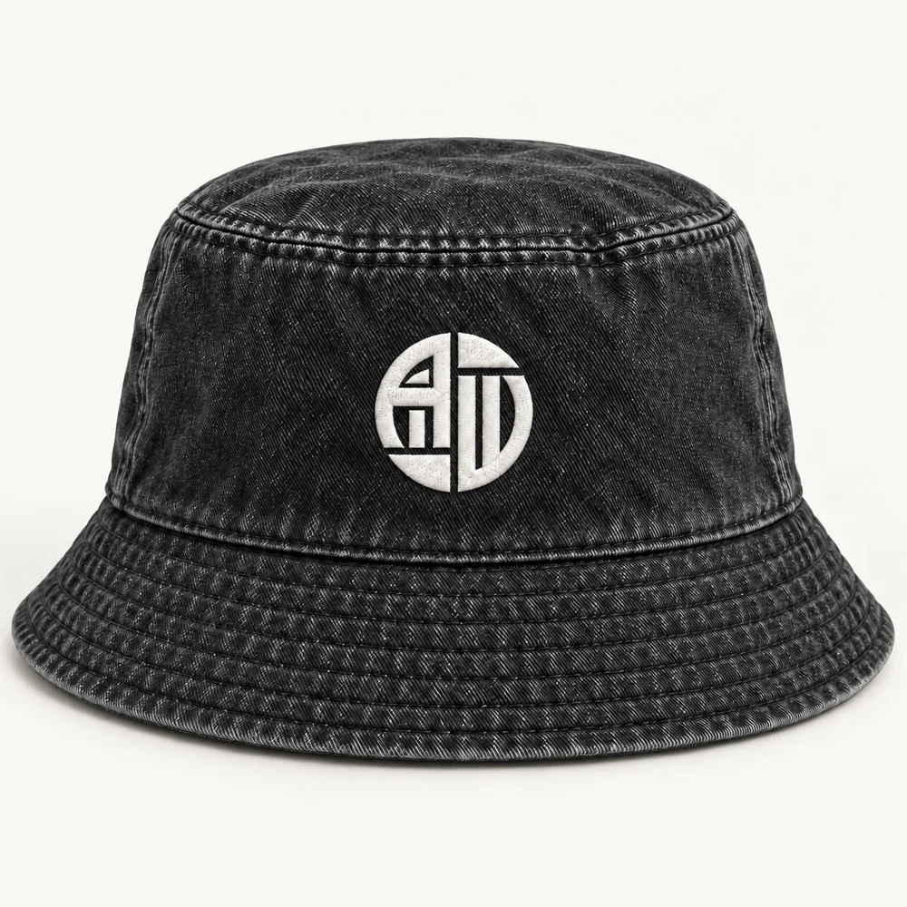Illustrative APRAWEAR branded denim bucket hat mockup