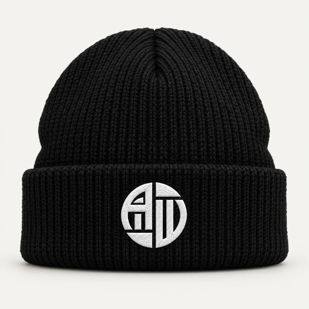 Illustrative APRAWEAR branded heavyweight cuffed beanie mockup