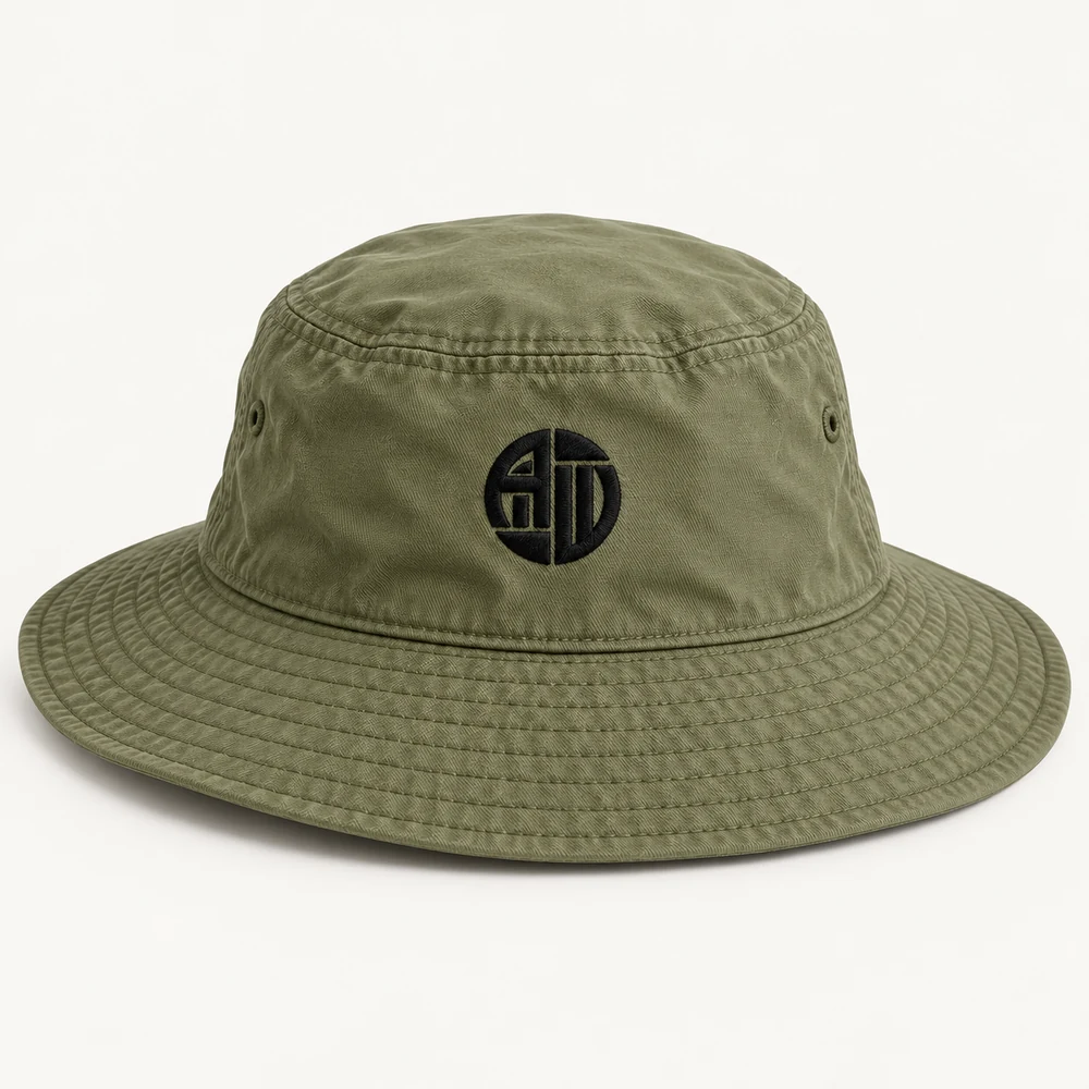 Illustrative APRAWEAR branded cargo bucket hat mockup