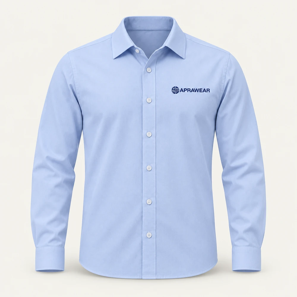 Illustrative APRAWEAR branded long-sleeve work shirts mockup
