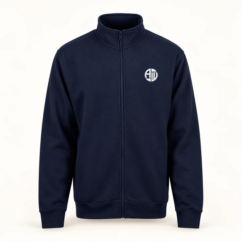 Illustrative APRAWEAR branded pro full zip sweatshirt mockup