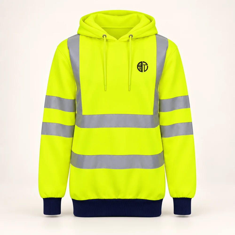 Illustrative APRAWEAR branded hi-vis hoodie mockup