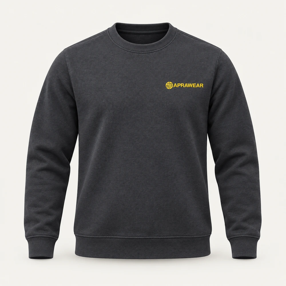 Illustrative APRAWEAR branded crew-neck sweatshirts mockup