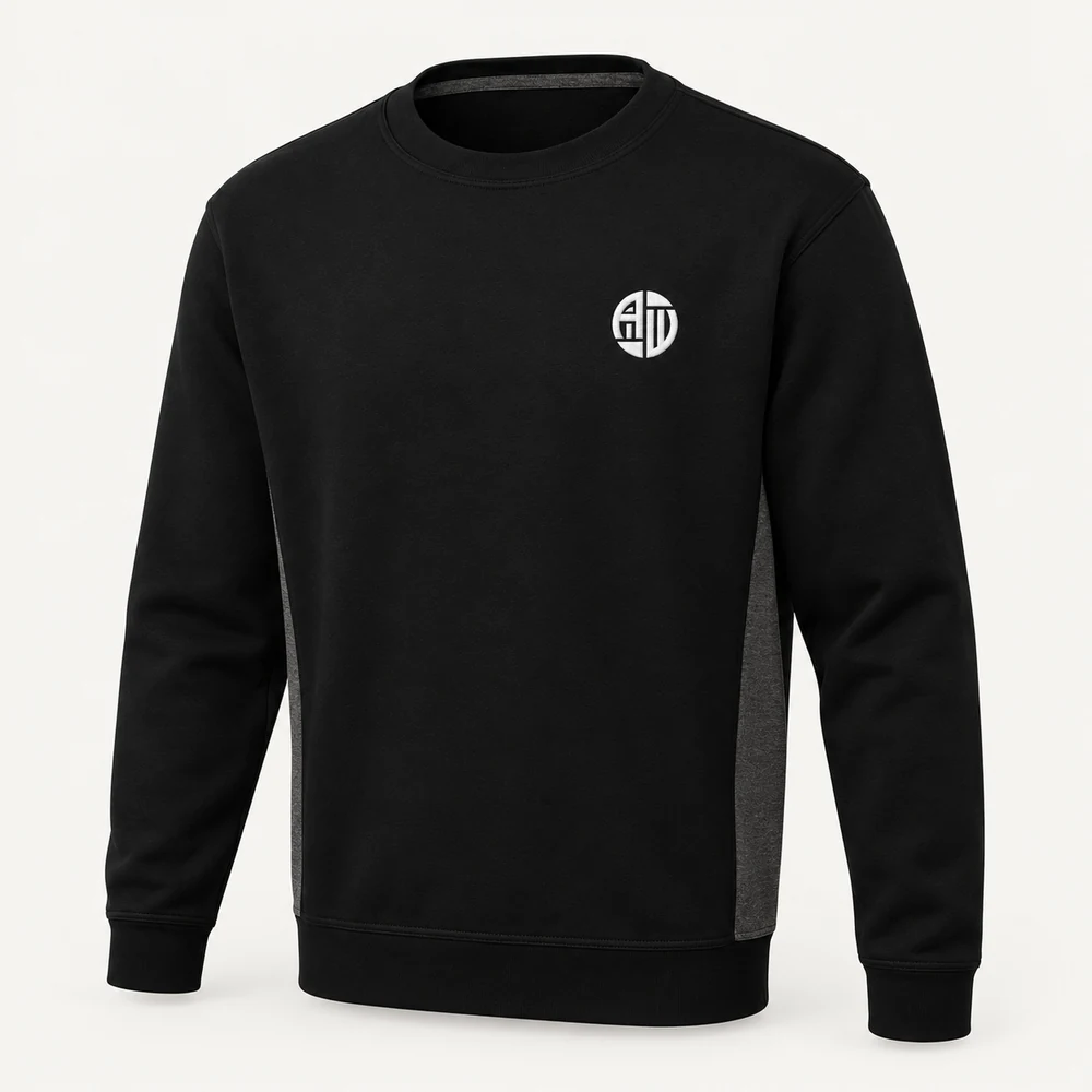 UNEEK UC217 Two Tone Crew Neck Sweatshirt — illustrative APRAWEAR branded mockup