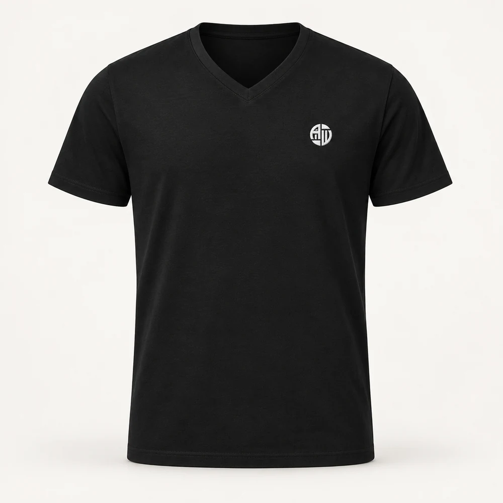 Illustrative APRAWEAR branded classic v neck t-shirt mockup