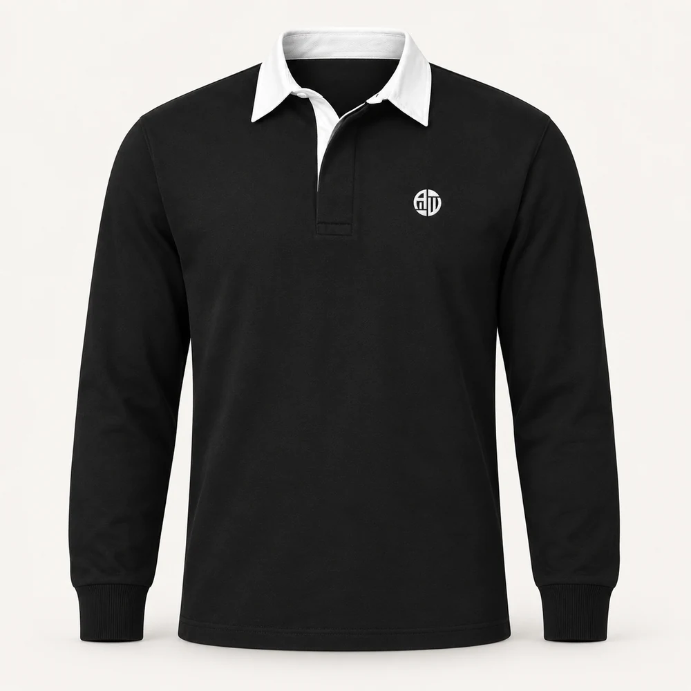 Illustrative APRAWEAR branded classic rugby shirt mockup