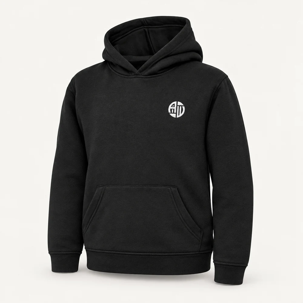 Illustrative APRAWEAR branded children’s classic hooded sweatshirt mockup